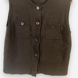 Loft black button front sweater vest
